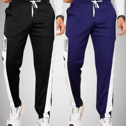 Men Colorblock Black Track Pants-image-13