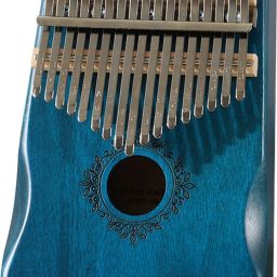Thumb Piano 17 Keys Musical Instrument Kalimba with Engraved Notes and Tuning Hammer- Blue Analog Portable Keyboard-24
