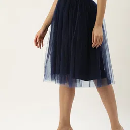 ROVING MODE Flared Knee Length Net Skirt image 3