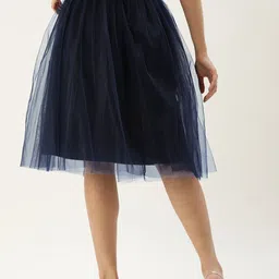ROVING MODE Flared Knee Length Net Skirt image 5