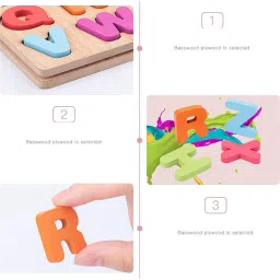 little mind Wooden 3 In 1 Alphabet ABC Number Shape Puzzles Board (20*20CM) image 5