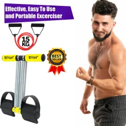 Double Spring Tummy Trimmer + Tube for Stomach, Legs Workout Fitness Accessory Kit Kit-24