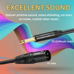 amg music Xlr Cable, TS 6.35mm (1/4 inches) Male to Xlr Male Cable For Guitar, Amplifier, Straight XLR Patch Cable image 2