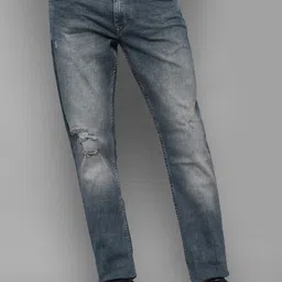 Allen Solly Sport Men Navy Blue Slim Fit Mildly Distressed Heavy Fade Jeans-image-40