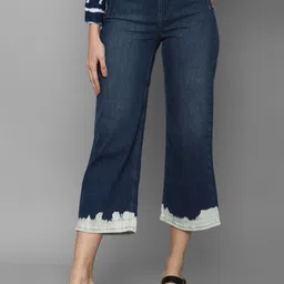 Allen Solly Woman Women Navy Blue Wide Leg Light Fade Jeans-image-26