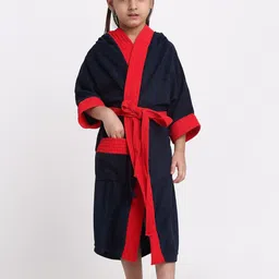 Creeva Solid Hooded Bath Robe-16