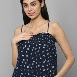 Allen Solly Woman Navy Blue Floral Print Crop Top-image-94
