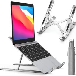 Koccido Koccido Aluminum Laptop Stand,Foldable Adjustable Ventilated 15.6 Inch MacBook, HP, Dell Aluminium Floor and Desk Stand Laptop Stand with Adjustable Height Compatible with Universal Laptops-image-29
