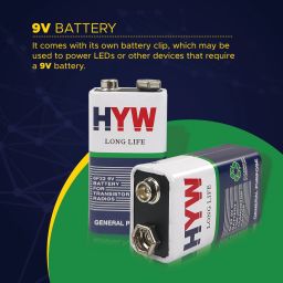 nhr Combo of 9v Battery & 9V Battery Connector for Science Projects- Pair of 5 Power Supply Electronic Hobby Kit image 3