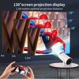 Riserstime Android 11.0 Smart Home Projector, 4,000+ Apps, Netflix, YouTube, 4K Resolution Projector Screen (Width 50 cm x 100 cm Height) image 5