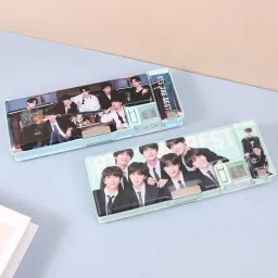 BTS DOUBLE END MAGNETIC PENICL CASE WITH INBUILT DUAL SHARPENER BTS Art Plastic Pencil Box-picture-8
