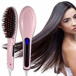 sai aura Fast Hair Straightener Brush Comb with Temperature LCD Display Hair Straightening Machine Screen Flat Iron Styling Hqt 906 Hair Straightener HQT 906 Hair Straightener Brush (Pink) Hair Straightener-image-99