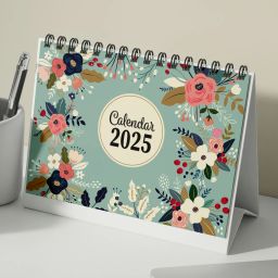 Floral Desk Calendar With inspirational quotes 12 Months Includes notes section 2025 Table Calendar-26