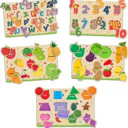 Wooden Puzzle Board For Kids: ABCD, Number Shape & More - Wooden Toy Puzzle Tray-image-51