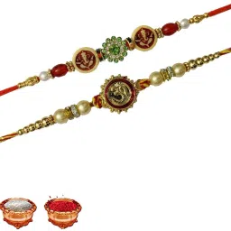 Designer AM-AG-16-N Gold Finish Rakhi Set-image-34