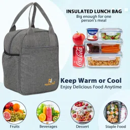 10L Lunch Tiffin Bag for School & Picnic for girls Waterproof Lunch Bag (GRY) Waterproof Lunch Bag-image-31