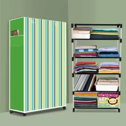 5 Shelf Plastic wardrobe, Foldable and Portable Almirah for Adults, Kids PVC Collapsible Wardrobe-image-73