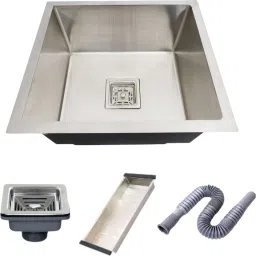 | 21" x 18" x 10" | KITCHEN SINK WITH TRAY BASKET | Matte Satin Finish Stainless Steel with Square Coupling and Metal Fruit Basket Vessel Sink-image-1