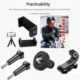 TECHGEAR J-Hook Vertical Mount Action Camera Clip Adapter for Helmet Mount Flash Shoe Adapter image 4