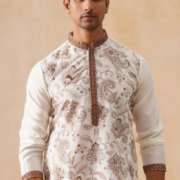 Men Embroidered Silk Blend Straight Kurta-image-50