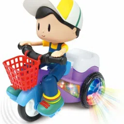 Stunt Tricycle Bump and Go Toy with 4D Lights, Dancing Toy, Battery Operated Toy Tricycle-19
