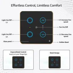 HomeMate 2 Module Smart Touch Switch Panel | 4 Switch & 1 Fan image 3
