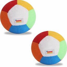Soft Cotton Rattle Ball Toy for Babies | 13cm | Multicolor | 0-2 Years (Pack- 2) Rattle-image-1