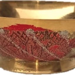 Brass Dessert Bowl Mii Art brass minakari Bowl for pooja - 75 ml, Gold color-1