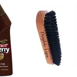 DOUBLE LIPS Cherry Blossom Liquid Polish 75ml Dark Tan Pack of 1+ Polish Brush Leather Shoe Wax Polish-image-68