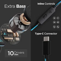 BOULT AUDIO X1 Pro Wired Earphone with Mic (USB Type-C Connector, In Ear, Black) image 3