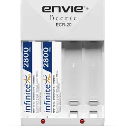 Envie High Speed Wall Plug Charger ECR 20 for AA & AAA Ni-mh/Ni-cd Rechargeable Batteries | 2000MA Output Current | with 2 AA2800 Ni-mh Batteries (ECR2028002PL)Camera Battery Charger-image-21