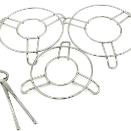 Sturdy Premium Stainless Steel Table Ring (Pack of 3) with Heavy Pakkad Hot Pot Stand for Hot Plates / Utensils , Cooker and Tableware / Cookware etc SS Trivet-29