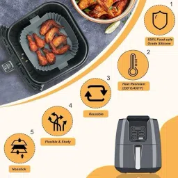 seseno Pack Of 2 No-Mess Air Frying Silicone Tray – Square & Easy to Clean Airfryer Tray image 2