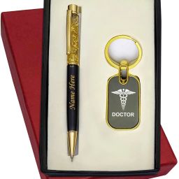 2in1 Doctors Gifts with Name Print Metal Keychain and Pen Gift Set-image-40