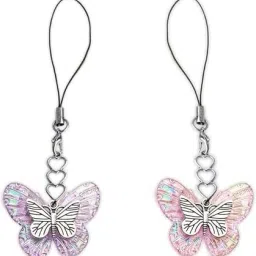 ONCRO Dual cute Butterfly Cut out pendant necklace backpack hanging keychain for girls Phone Charm-image-12