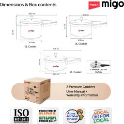 impex IFC 235 SS 5 L, 3 L, 2 L Induction Bottom Pressure Cooker image 5