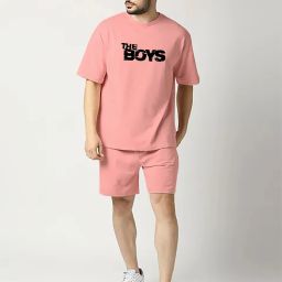 Graphic Print Men Pink Night Shorts-image-57