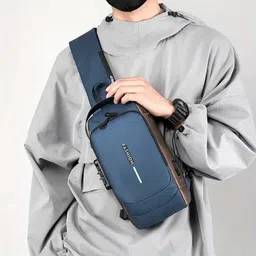 shopeleven Blue Men & Women Sling Bag Men's Biker Bag Password Chest Bag Men's Bag Shoulder Bag Sports Belt Bag-picture-46