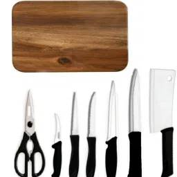Knife set SS with Chopping Board (wooden) Knife set full Wooden Cutting Block Kitchen Tool Set-25