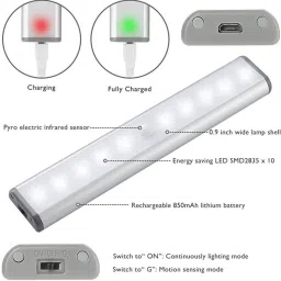 GIANT IMPEX Stick On Anywhere Portable Wireless 10 LED Cabinet Lights Motion Sensor Motion Sensor Light image 3
