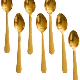 RoyalGold Diamond Grip Dessert Spoon Set - 6 Pieces Stainless Steel Table Spoon Set-34