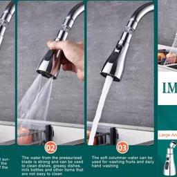 imaashi 360° Rotating Kitchen Faucet Extender with 3-Mode Sprayer Faucet Function Diverter image 4