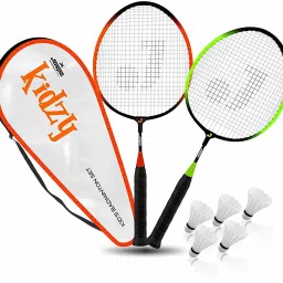 Kidzy Steel Badminton Racket Set with 5pc. Feather Shuttlecock Badminton Kit-27