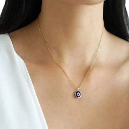 Evil Eye Handmade Glass work Unisex Pendant Necklace for Men, Women, Girls & Boy Gold-plated Stainless Steel Pendant-image-29