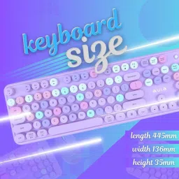 Aula AC306 Wireless Standard Laptop Keyboard Compatible with Desktop, Laptop, Mac Full Size, with round keys image 3
