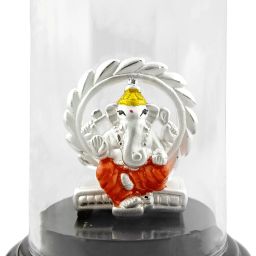 999 Pure Silver Ganesha/Vinayaka Beautiful Idol with Acrylic Base for Pooja Decorative Showpiece - 2 cm-image-49