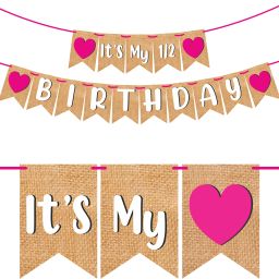 Birthday Bunting Banner "Its My Half Birthday" , Birthday Decoration Item Banner-image-71