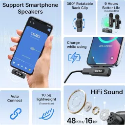 boya BY-V2 2.4 ghz Omnidirectional Wireless Microphone System with 2 Transmitters Microphone image 3