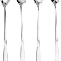 Steel 4pcs Silver Dessert Spoon Flower Spoon Coffee Teaspoon Set Different Shape Stainless Steel Dessert Spoon, Table Spoon, Measuring Spoon, Cream Spoon-image-26