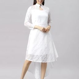 Women High Low White Midi/Calf Length Dress-image-54